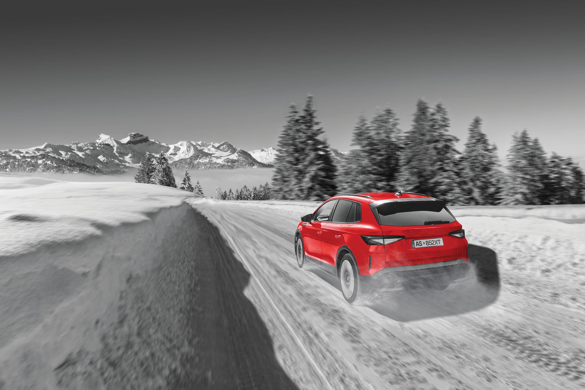 Ski region Mythen in Swiss central alps, Switzerland in February 2015